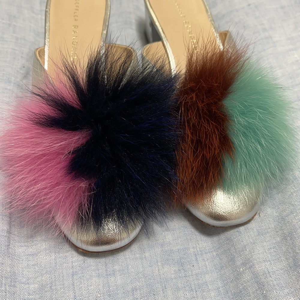 Loeffler Randall Lulu Fur Pom-Pom Block Heel Mule - Picture 5 of 6